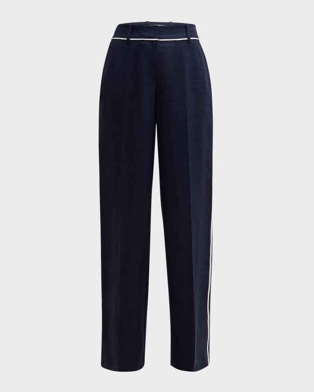 Sullivan Pleated Contrast-Trim Pants